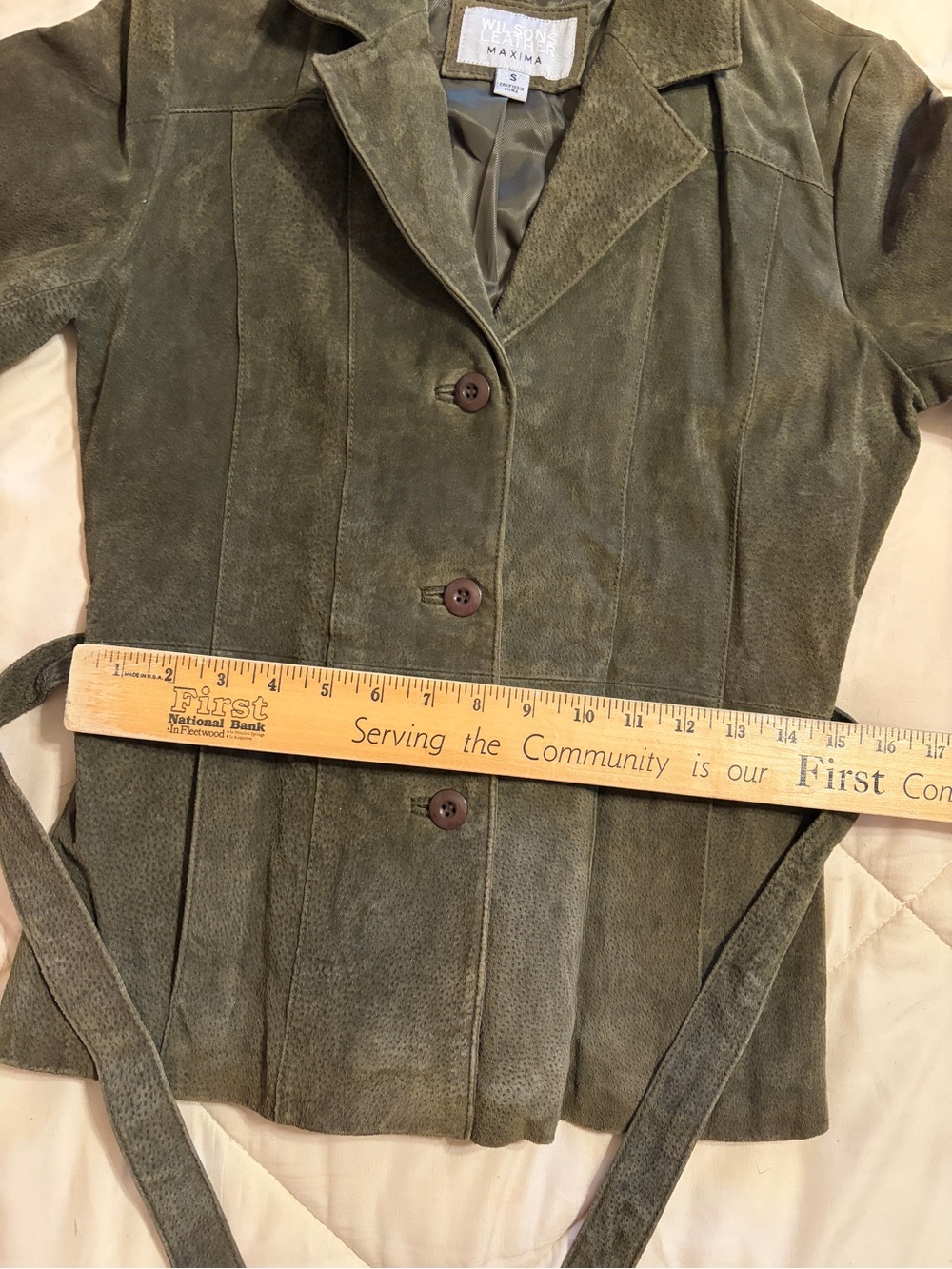 Vintage Wilson’s Leather Dark Olive Green Leather Suede Coat. NTN. Size S - Picture 12 of 12
